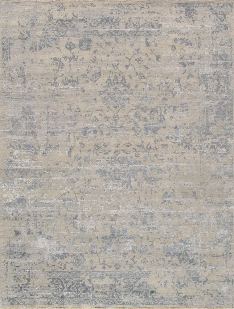 Pasargad Home Transitional Collection Hand-Knotted Silk & Wool Area Rug- 7'11