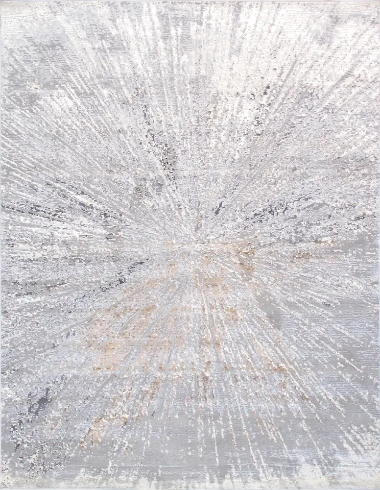 Pasargad Home Turkish Starburst White/Dark Grey Modern Area Rug- 4'11'' X 8' 0''