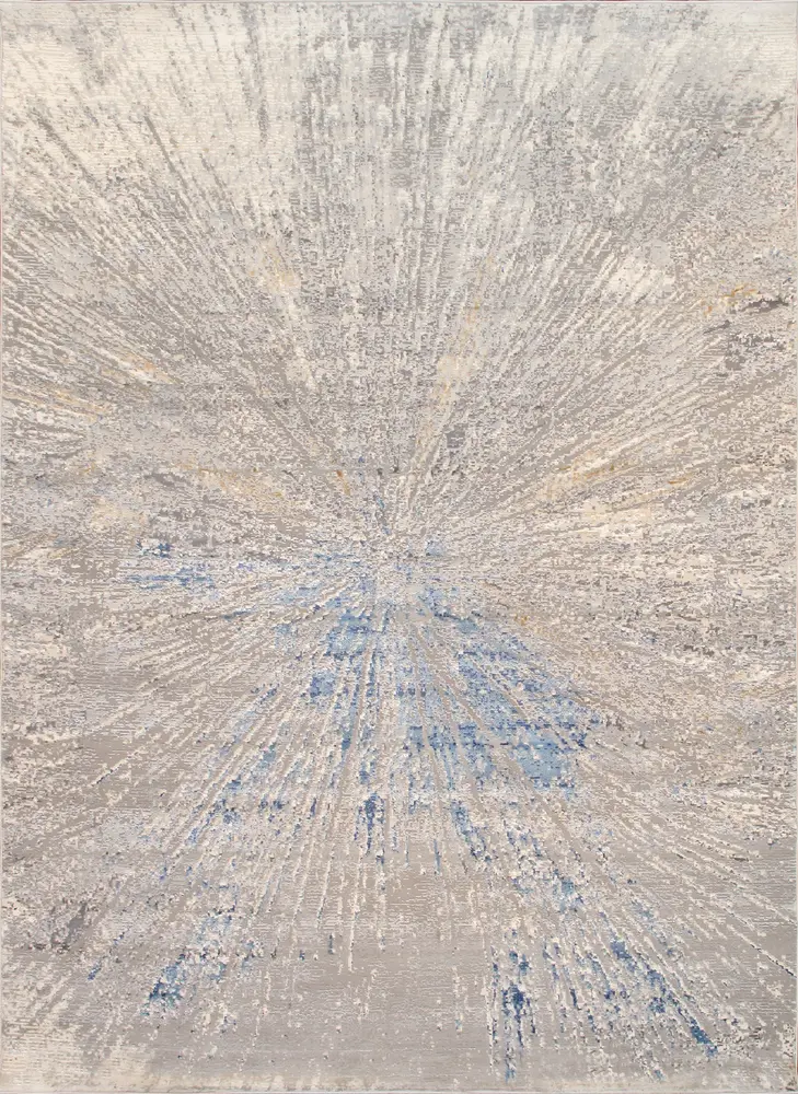 Pasargad Home Turkish Starburst White/L. Blue Modern Area Rug- 8' 6'' X 11' 6''