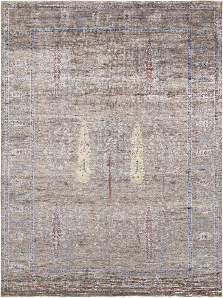 Pasargad Home Tribal Collection Hand-Knotted Silk Area Rug- 5' 8