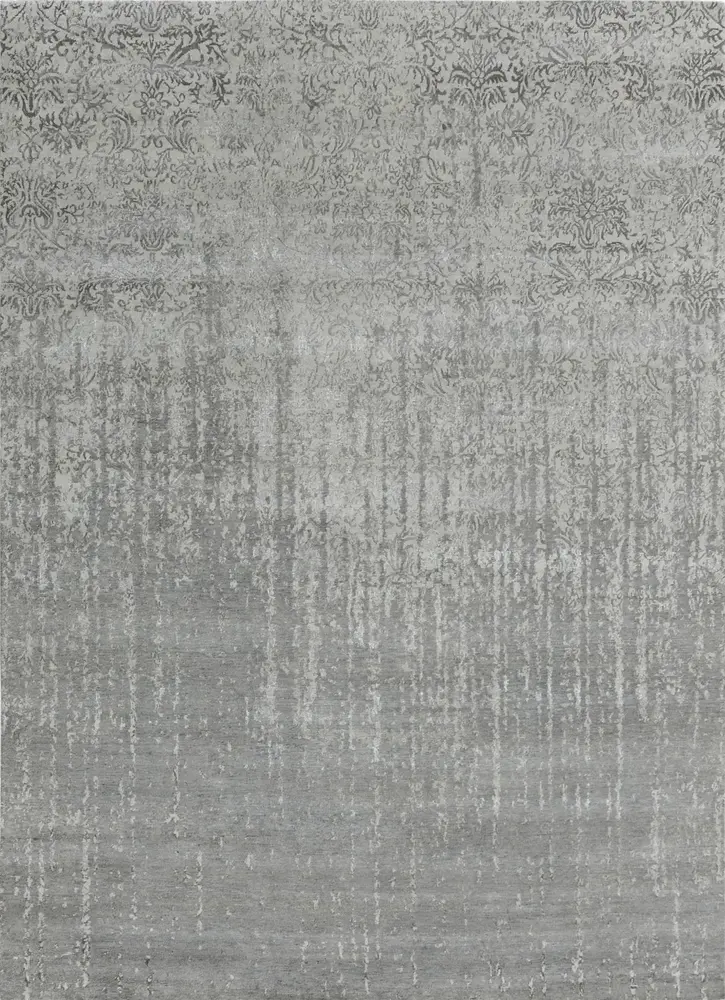 Pasargad Home Transitional Collection Hand-Knotted Silk & Wool Area Rug- 7' 11