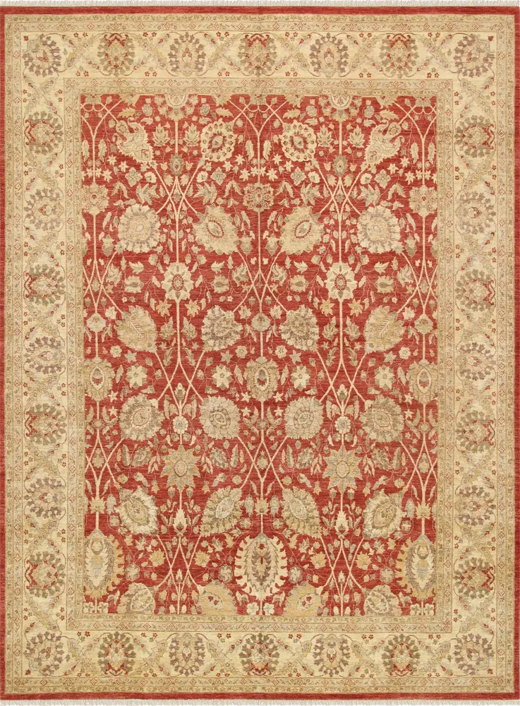 Pasargad Home Denver Hand-Knotted Rust Lamb's Wool Area Rug-11' 9