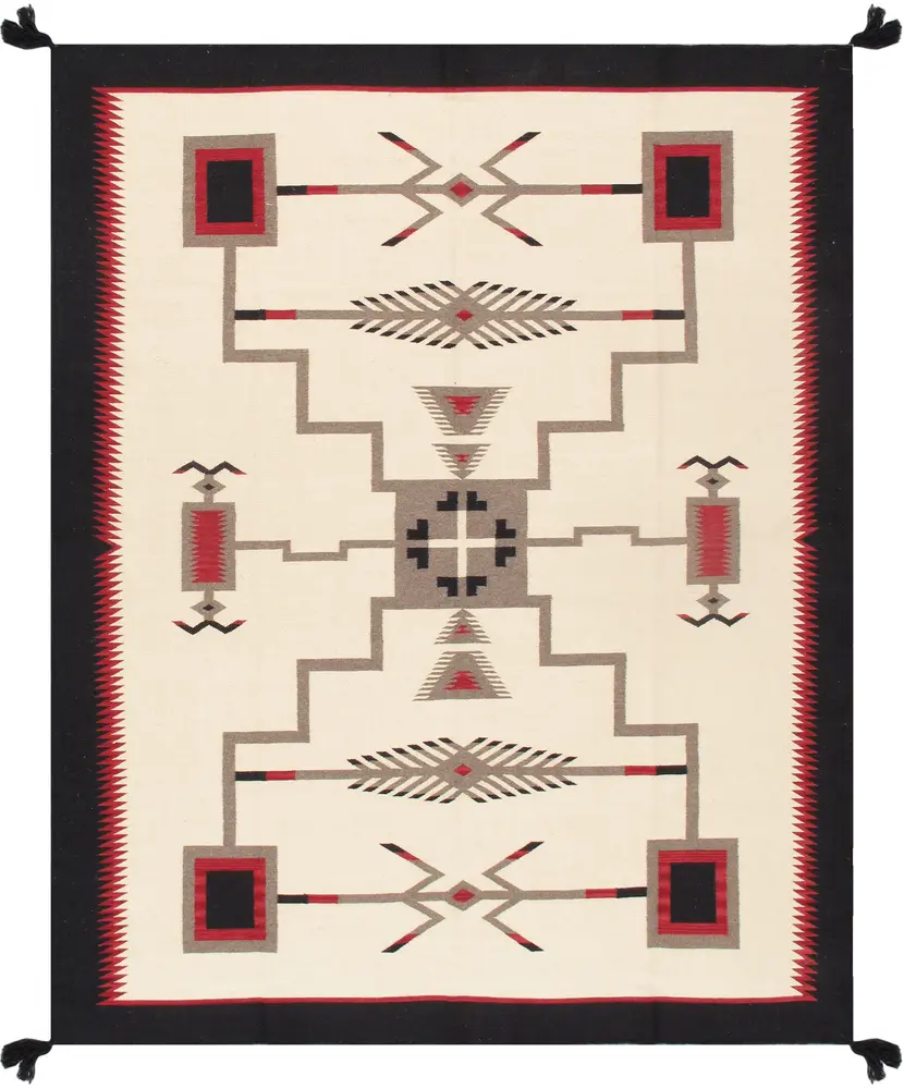 Pasargad Home Tuscany Collection Reversible Wool Ivory Area Rug- 5' 2'' X 7' 0''