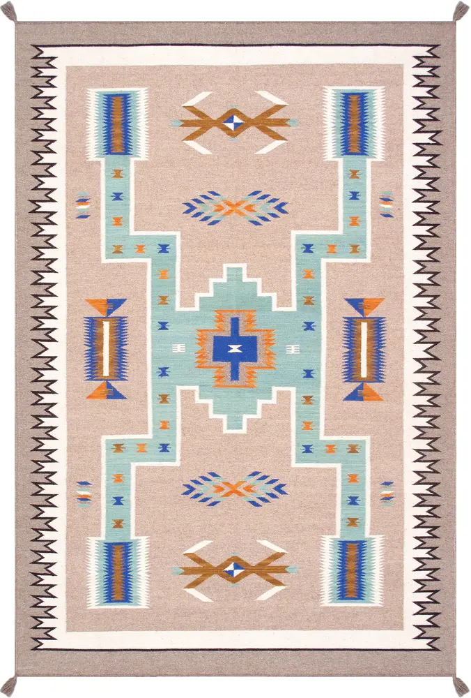 Pasargad Home Tuscany Collection Reversible Wool Mocha Area Rug- 6' 0'' X 9' 0''