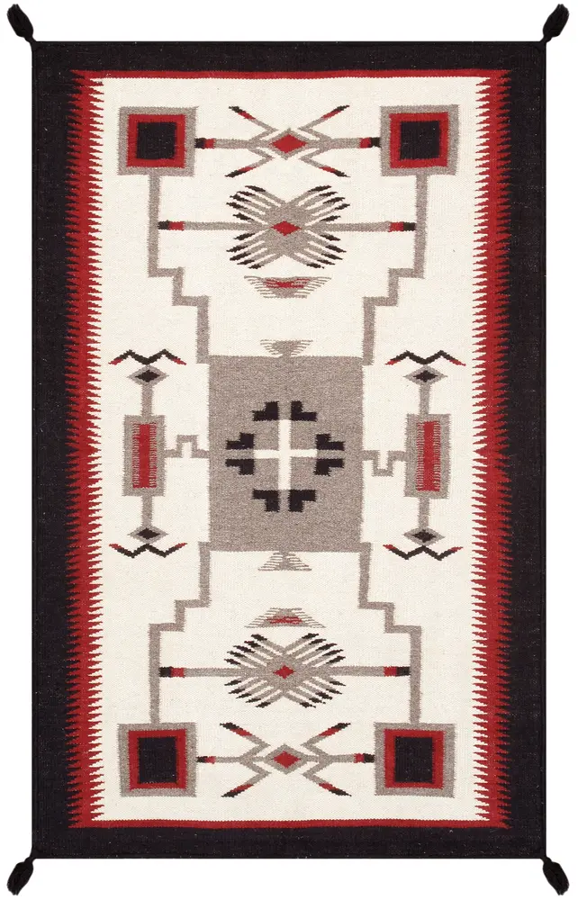 Pasargad Home Tuscany Collection Reversible Wool Ivory Area Rug- 5' 2'' X 6' 9''