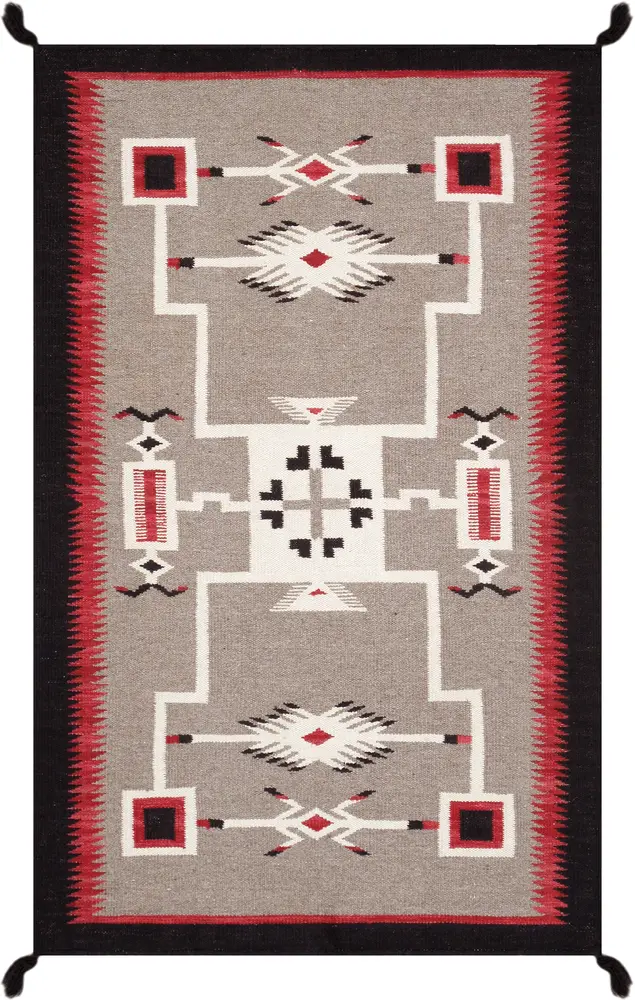 Pasargad Home Tuscany Collection Reversible Wool Mocha Area Rug- 5' 1'' X 6' 9''