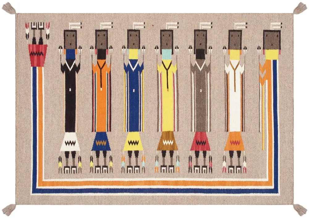 Pasargad Home Tuscany Collection Reversible Wool Mocha Area Rug- 5' 1'' X 6' 8''