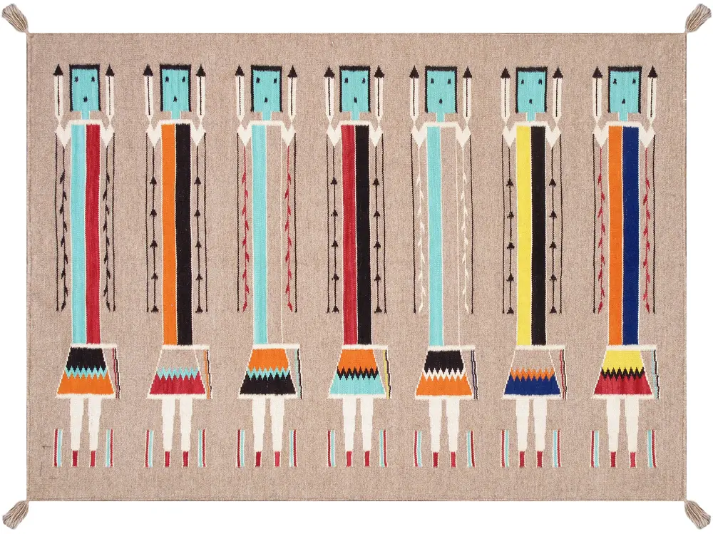 Pasargad Home Tuscany Collection Reversible Wool Mocha Area Rug- 4' 3'' X 5'11''