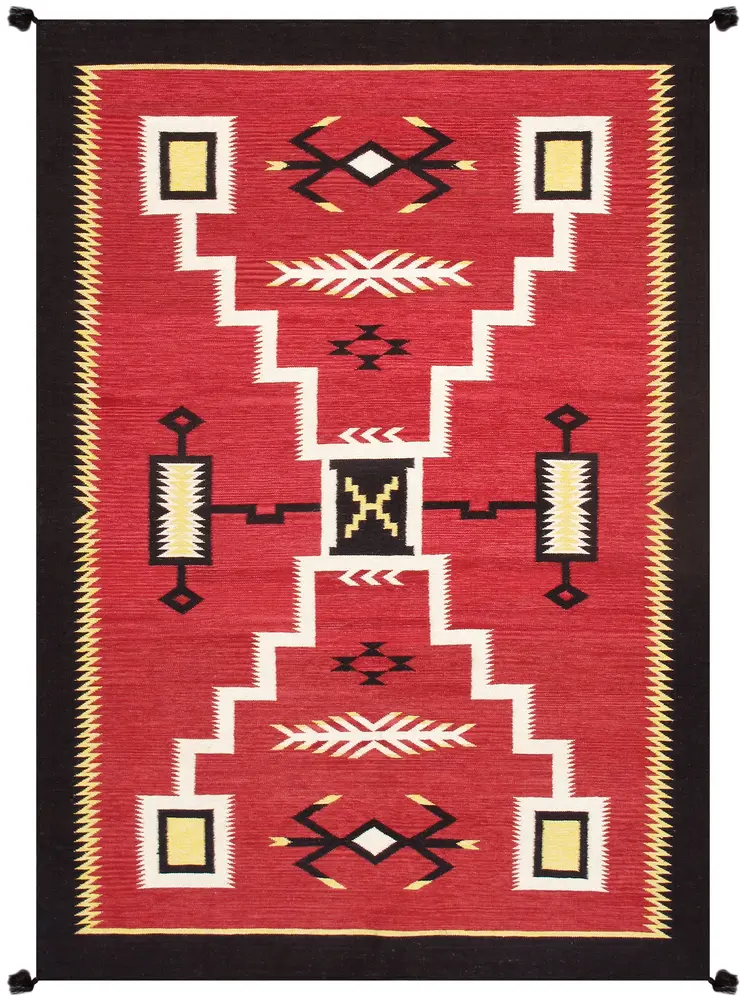 Pasargad Home Tuscany Collection Reversible Wool Red Area Rug- 6' 3'' X 8'10''