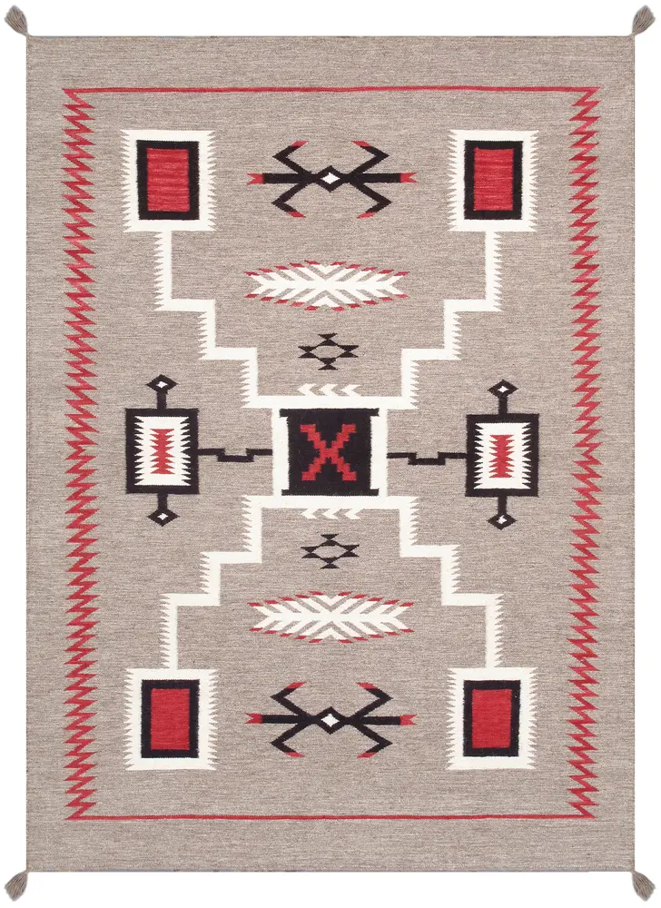 Pasargad Home Tuscany Collection Reversible Wool Mocha Area Rug- 5' 1'' X 7' 0''