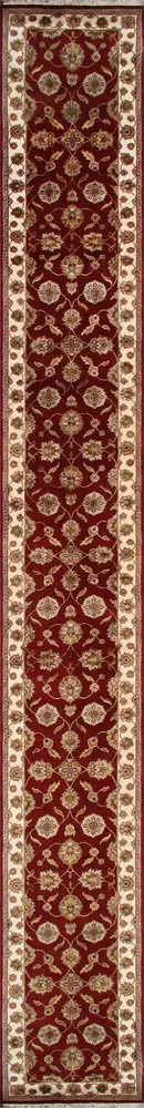 Pasargad Home Agra Hand-Knotted Red Silk & Wool Runner- 2' 6'' X 19'11''