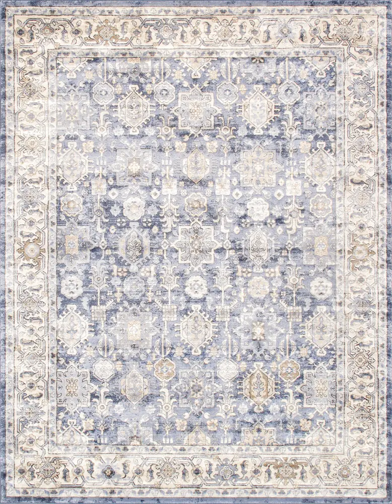 Pasargad Home Turkish Majestic Design Blue/Ivory Area Rug- 5' 0'' X  7' 0''