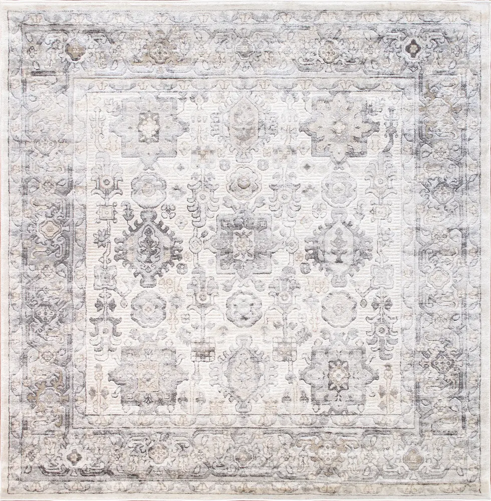 Pasargad Home Majestic Collection Polypropylene Square Area Rug- 6' x 6', Ivory