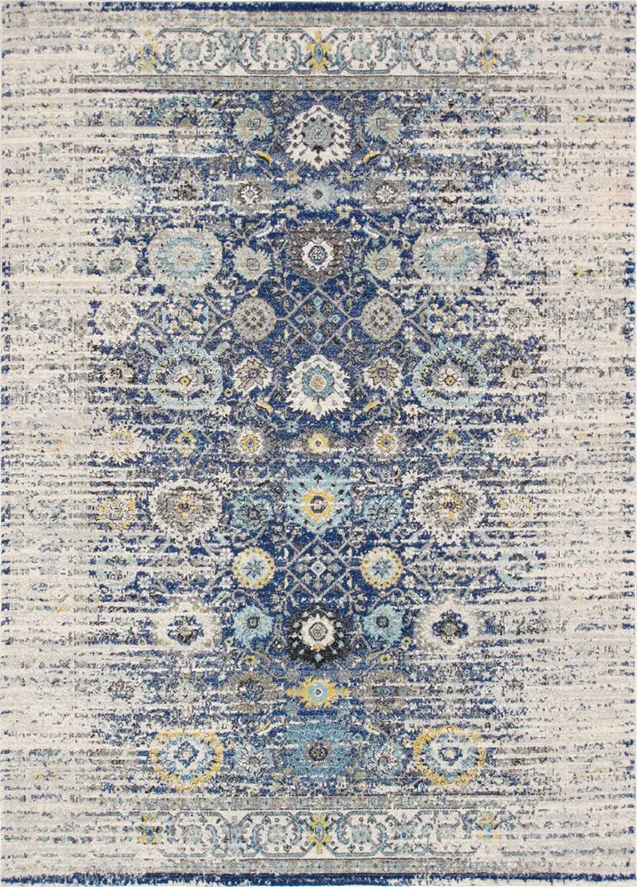 Pasargad Home Turkish Chelsea Design Navy/Ivory Area Rug- 6' 0'' X  6' 0''