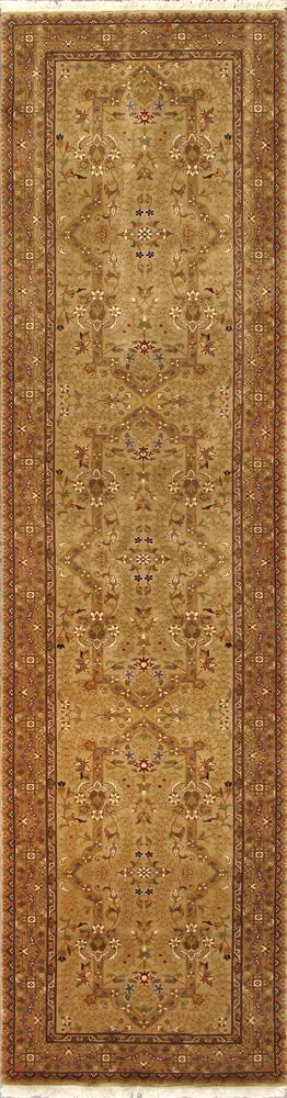 Pasargad Home Baku Hand-Knotted Beige Lamb's Wool Runner- 2' 6'' X 7' 0''