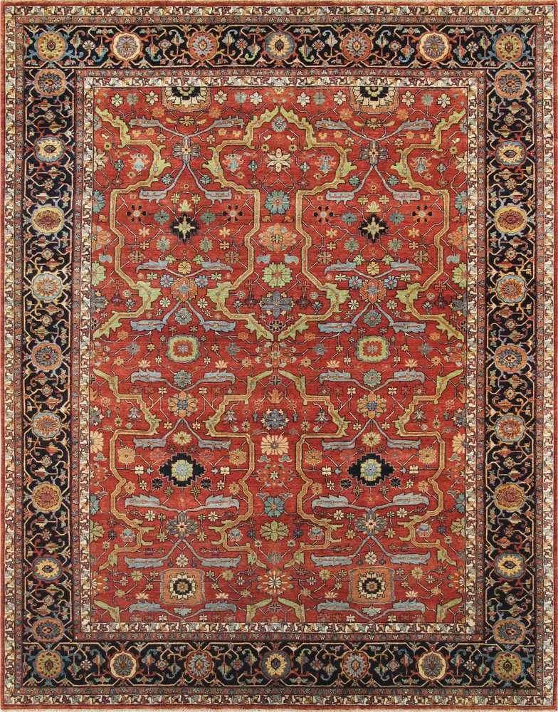 Pasargad Home Denver Hand-Knotted Rust Wool Area Rug-10' 2
