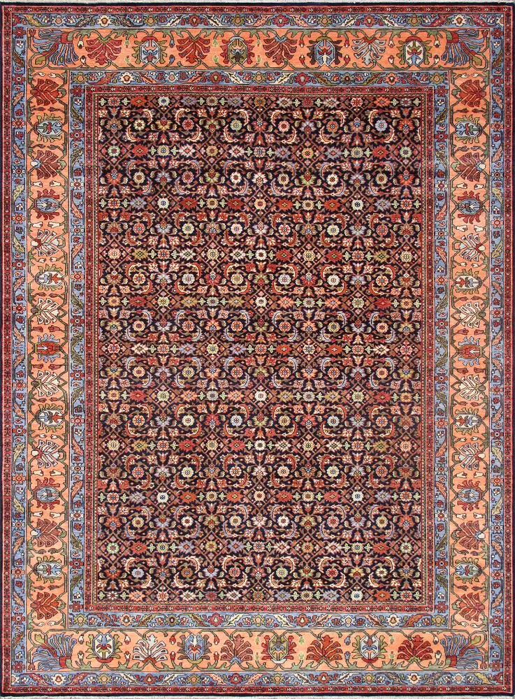 Pasargad Home Herati Hand-Knotted Wool Floral Area Rug- 8' 10