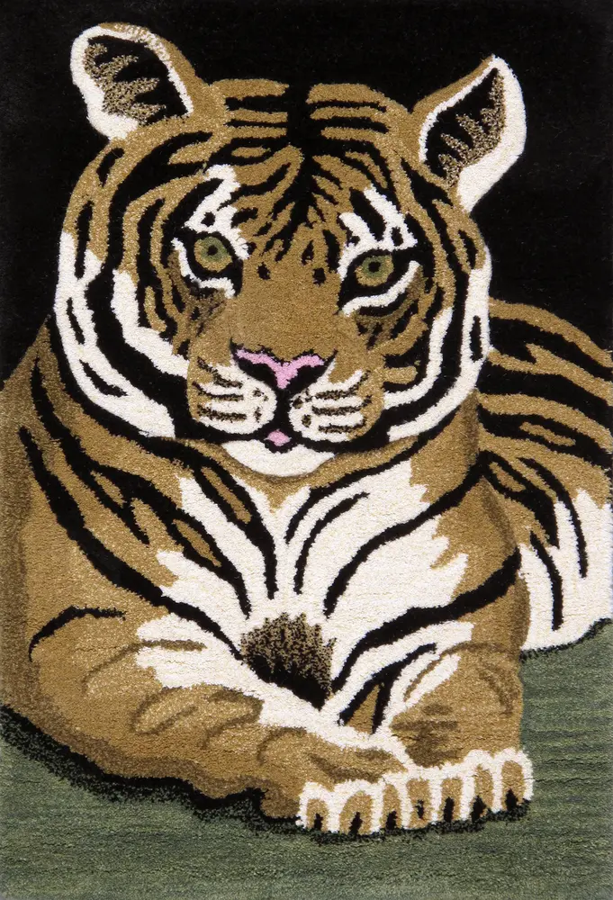 Pasargad Home Tiger Collection Hand-Tufted Brown Wool Area Rug- 2' 0'' X  3' 0''