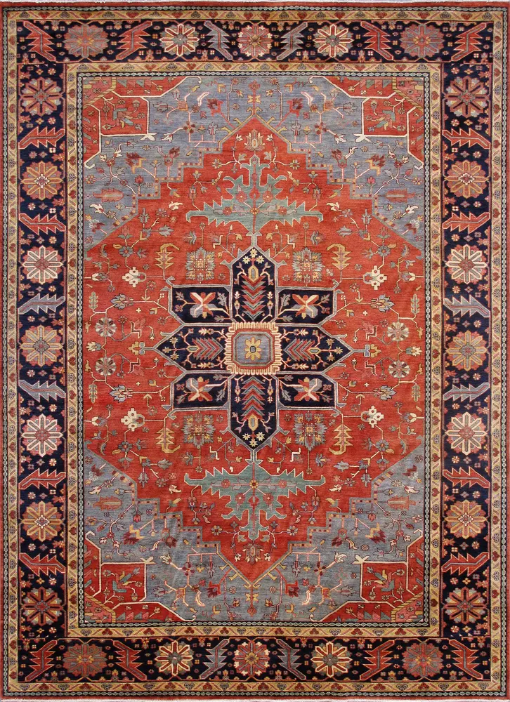 Pasargad Home Serapi Collection Hand-Knotted Red Lamb's Wool Area Rug- 8' 9'' X 12' 0''