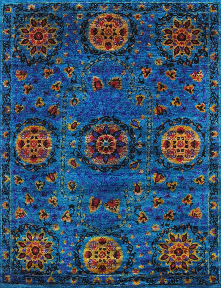 Pasargad Home Azerbaijan Collection Hand-Knotted Sari Silk Area Rug- 5' 5