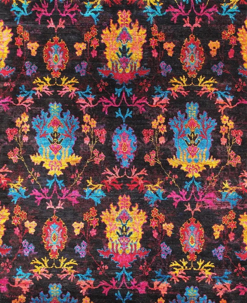 Pasargad Home Ikat Collection Hand-Knotted Sari Silk Area Rug- 6' 7