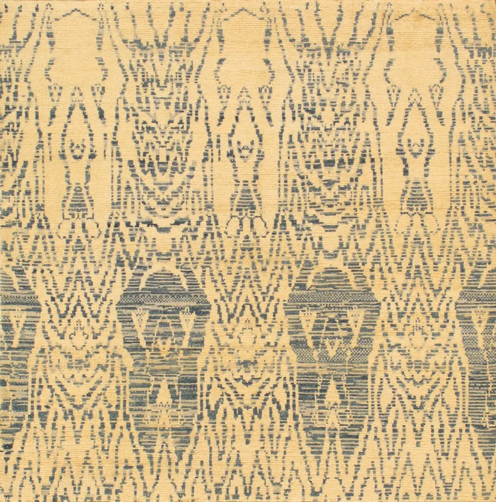 Pasargad Home Ikat Collection Hand-Knotted Lamb's Wool Area Rug- 4' 11