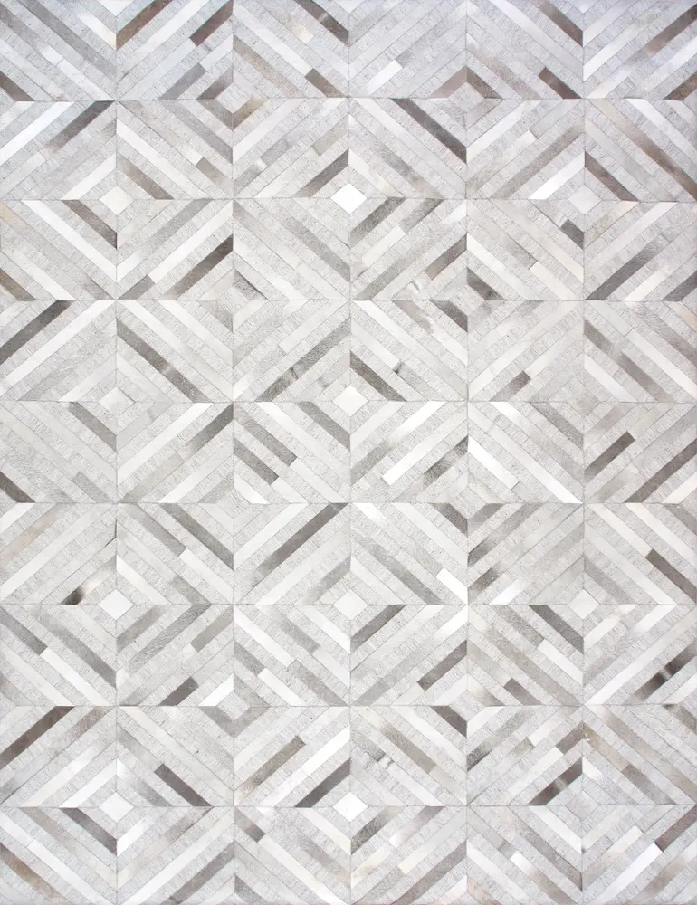 Pasargad Home Galaxy Collection Silver Cowhide & Sari Silk Area Rug- 5' 0'' X 8' 0''