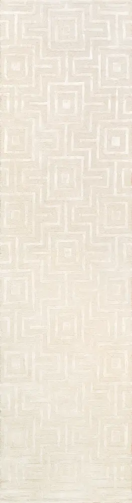 Pasargad Home Edgy Collection Hand-Tufted Ivory Bsilk & Wool Runner- 2' 7