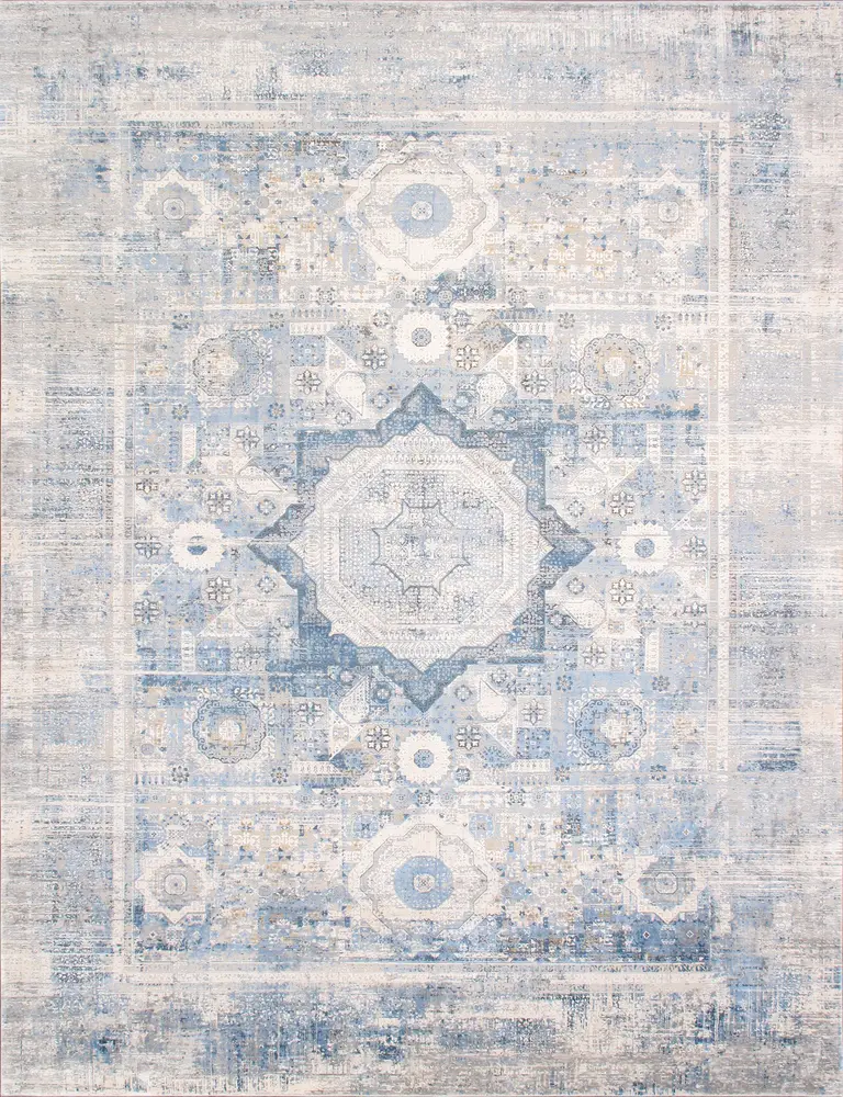 Pasargad Home Turkish Mamluk Design Ivory/Blue Area Rug- 9' 0'' X 12' 0''