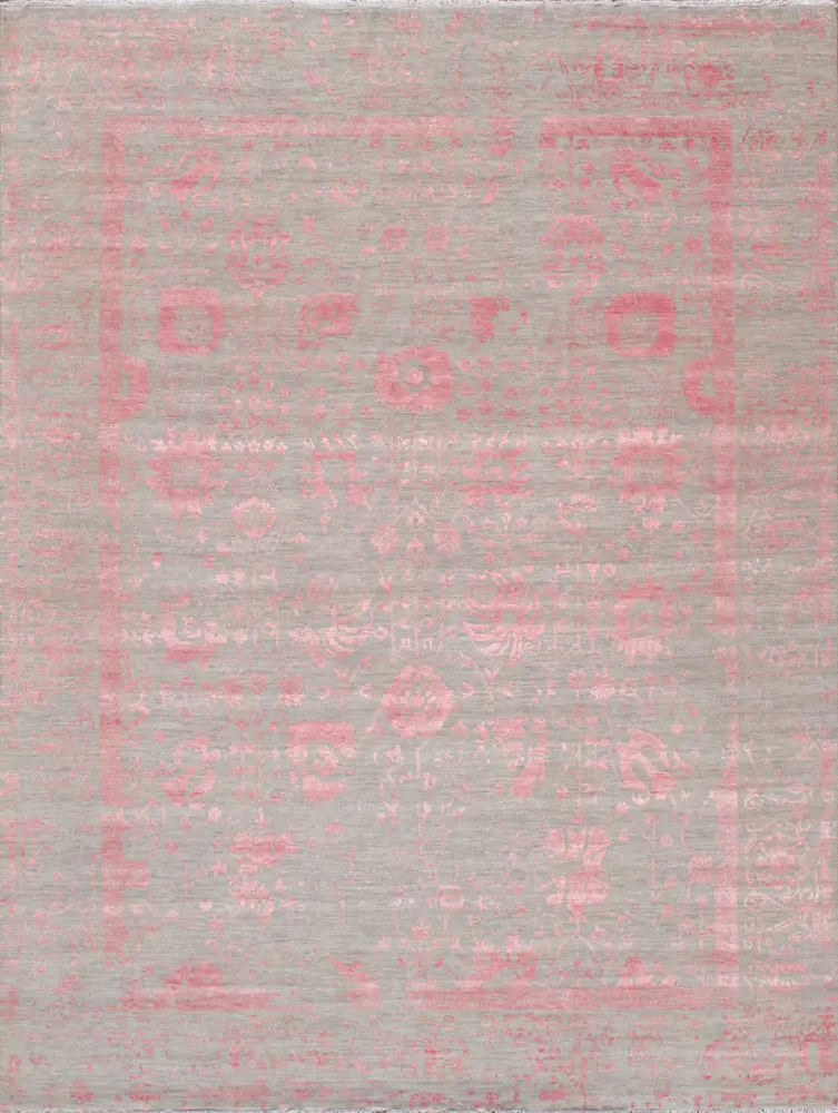 Pasargad Home Transitional Collection Hand-Knotted Silk & Wool Area Rug- 8'11