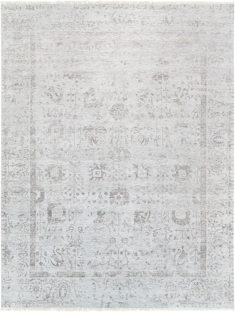 Pasargad Home Transitiona Collection Hand-Knotted Silk & Wool Area Rug- 9' 0
