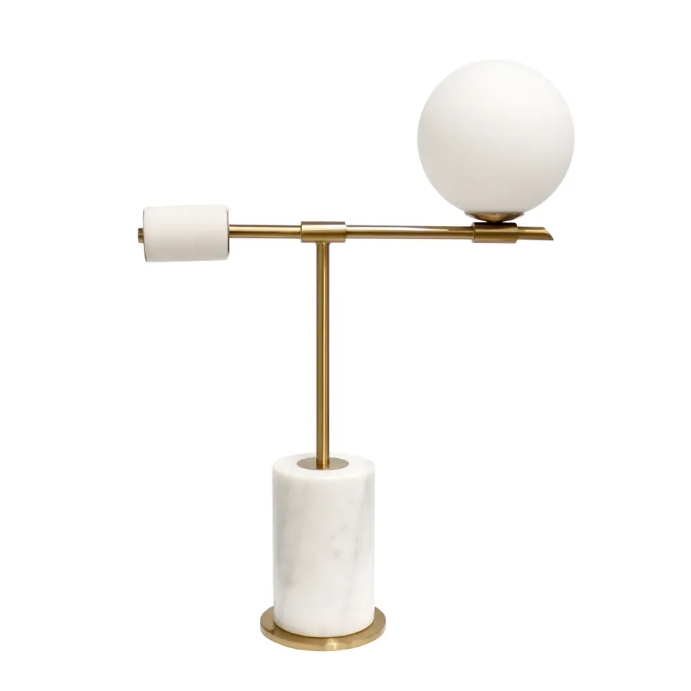 Pasargad Home Bianca Brushed Gold Marble Modern Table Lamp