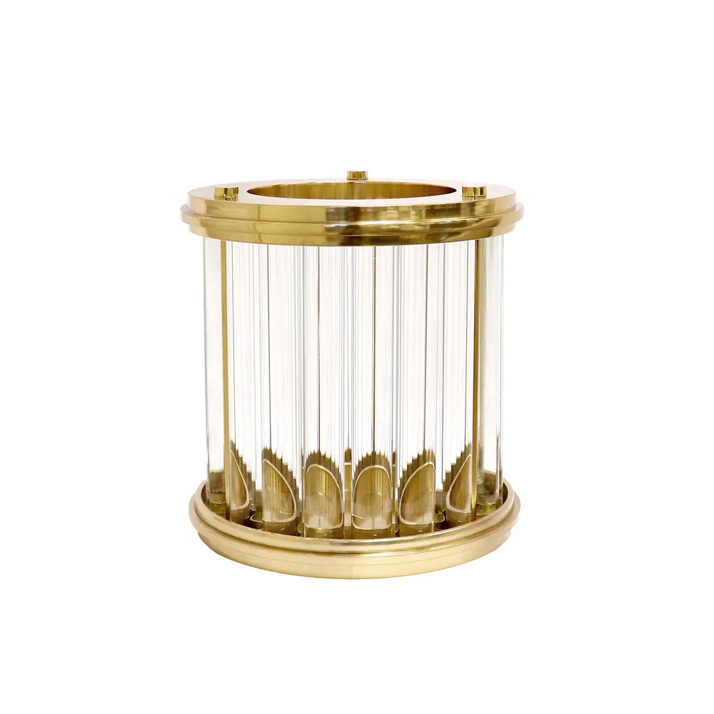 Pasargad Home Calypso Brushed Gold Lucite Hurricane