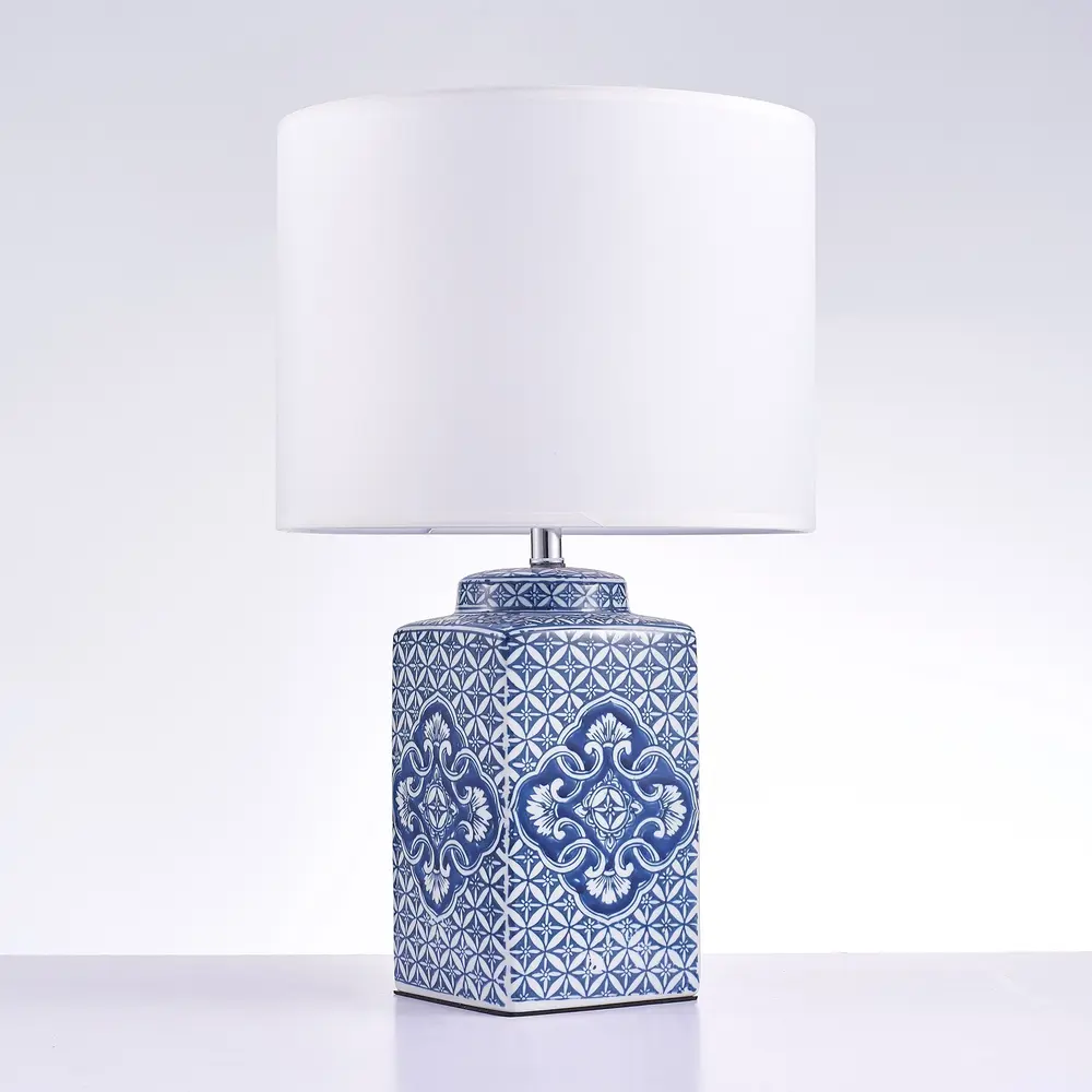 Pasargad Home Margaret Ceramic Blue & Ivory Table Lamp