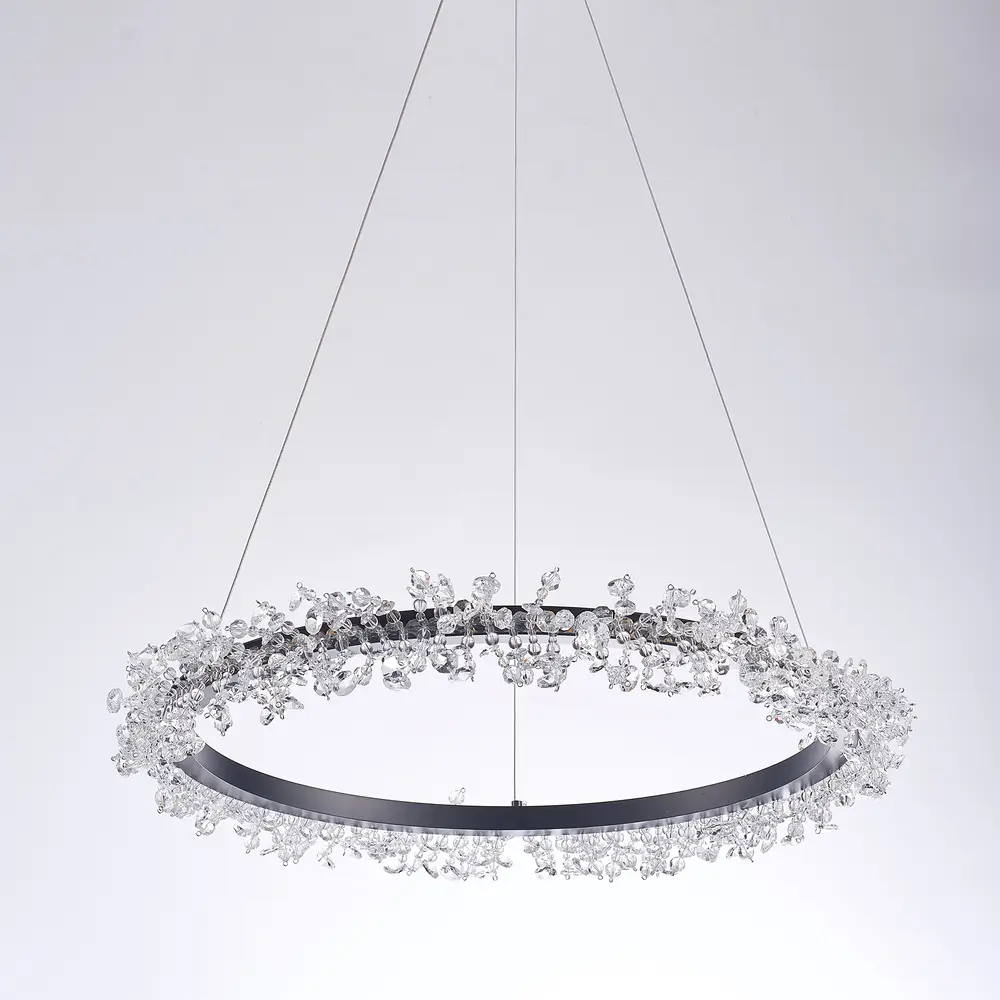 Pasargad Home Claire Brushed Silver & Lucite Chandelier