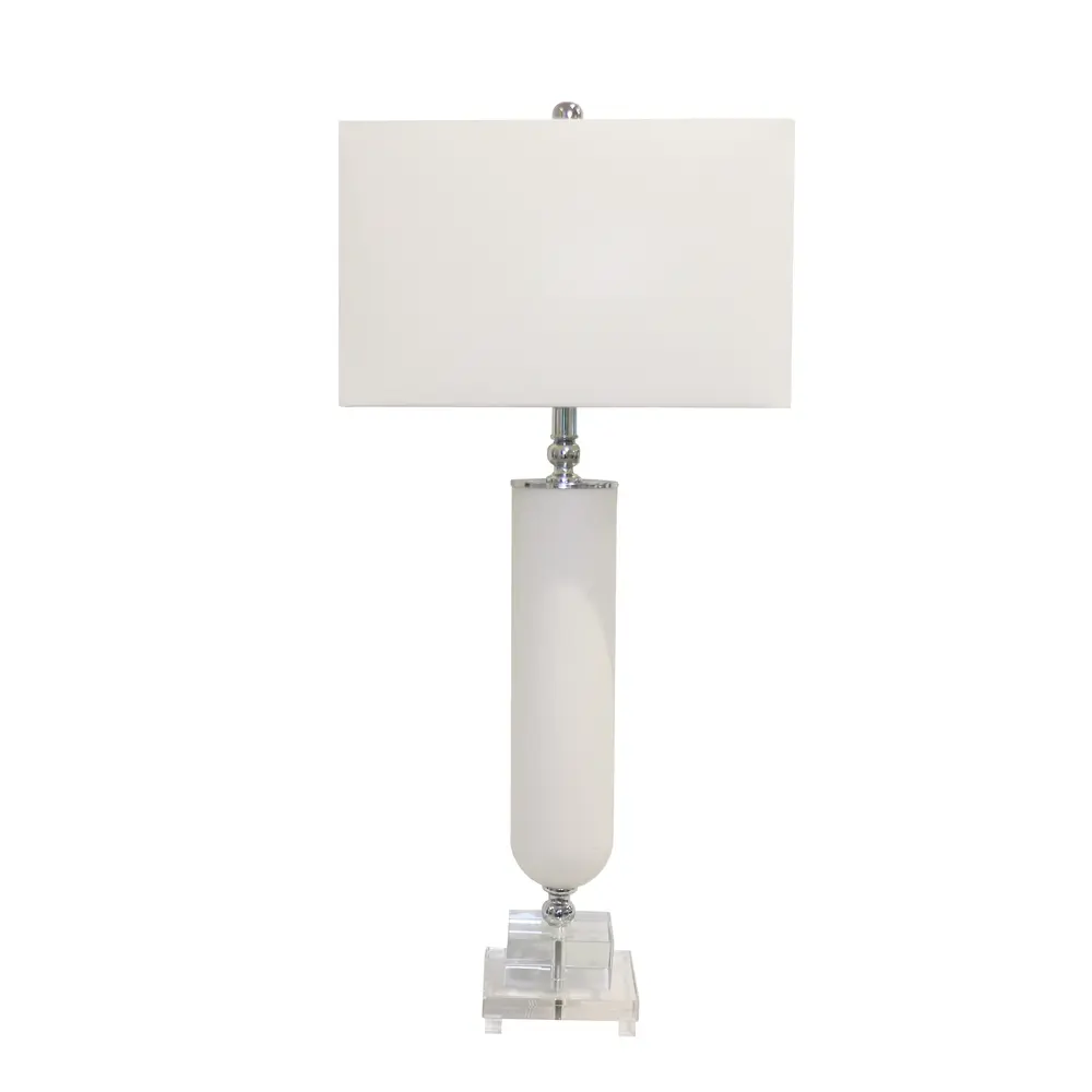 Pasargad Home Frosted Glass & Lucite Pedestal Table Lamp – Clean, Chic, Effortlessly Modern