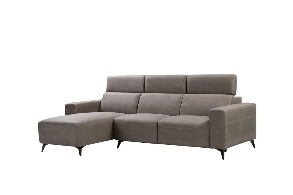 Pasargad Home Modern Bari Sectional Sofa with Push Back Functional, Left Facing Chaise, Grey