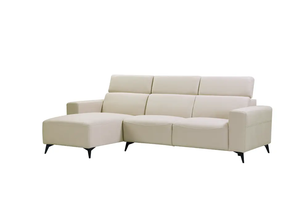 Pasargad Home Modern Bari Sectional Sofa with Push Back Functional, Left Facing Chaise, Beige