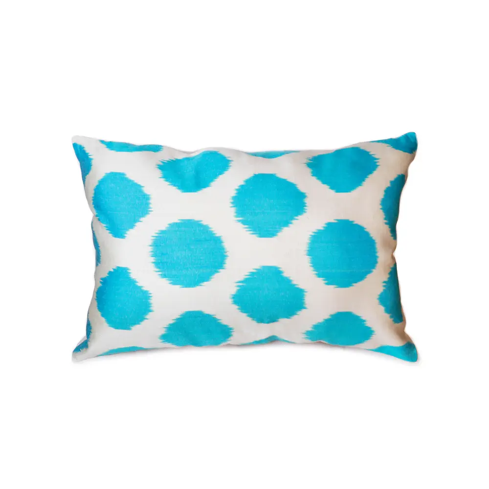 Pasargad Silk Velvet Ikat Aqua Pillow (15
