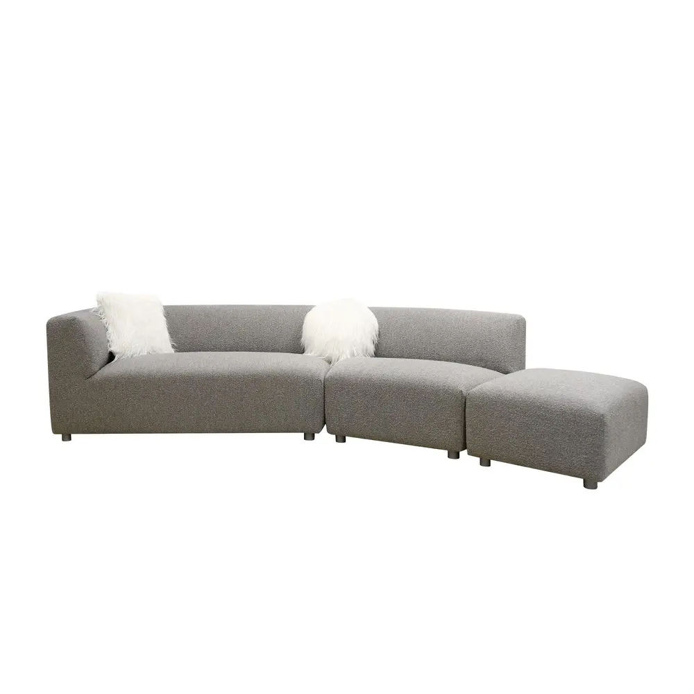 Pasargad Home Portfino Modern Sectional Sofa with 2 Fur Pillow