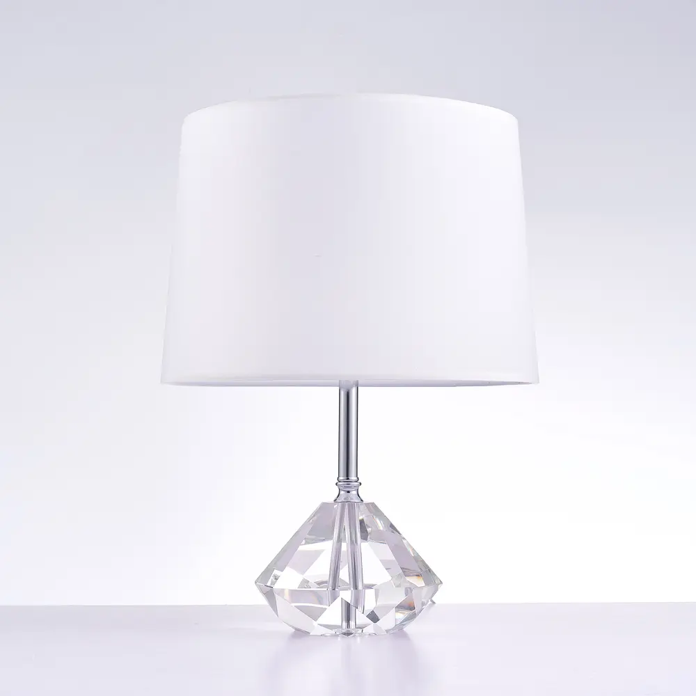 Pasargad Home Tortona Metal & Crystal Table Lamp, White/Clear