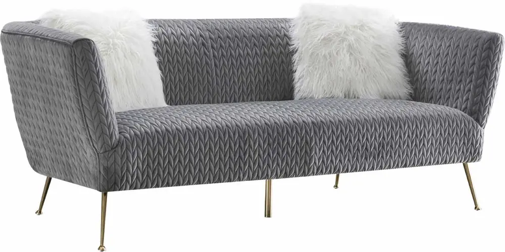 Pasargad Home Noho Collection Lafayette Grey Velvet Sofa