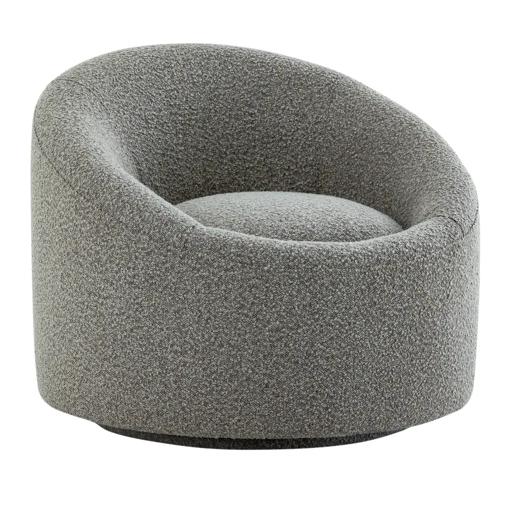 Pasargad Home Sienna Modern Swivel Base Barrel Chair, Grey