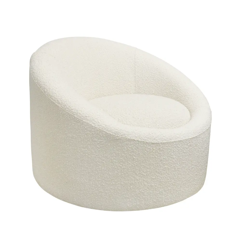 Pasargad Home Sienna Modern Swivel Base Barrel Chair, ivory