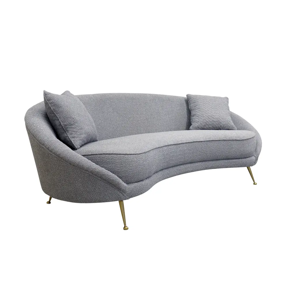 Pasargad Home Luna Collection Textured Fabric Curved Sofa, Grey