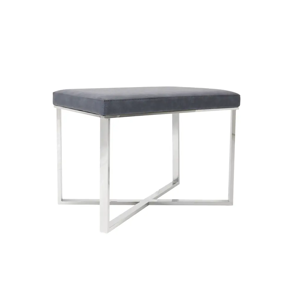 Pasargad Home Luxe Upholstered Ottoman, Grey