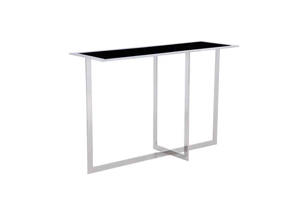 Pasargad Home Luxe Glass & Steel Console Table, Black