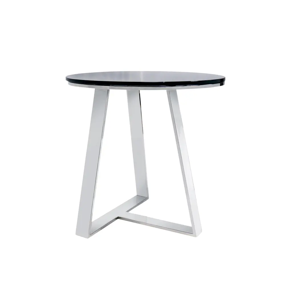Pasargad Home Luxe Glass & Steel End Table, Black