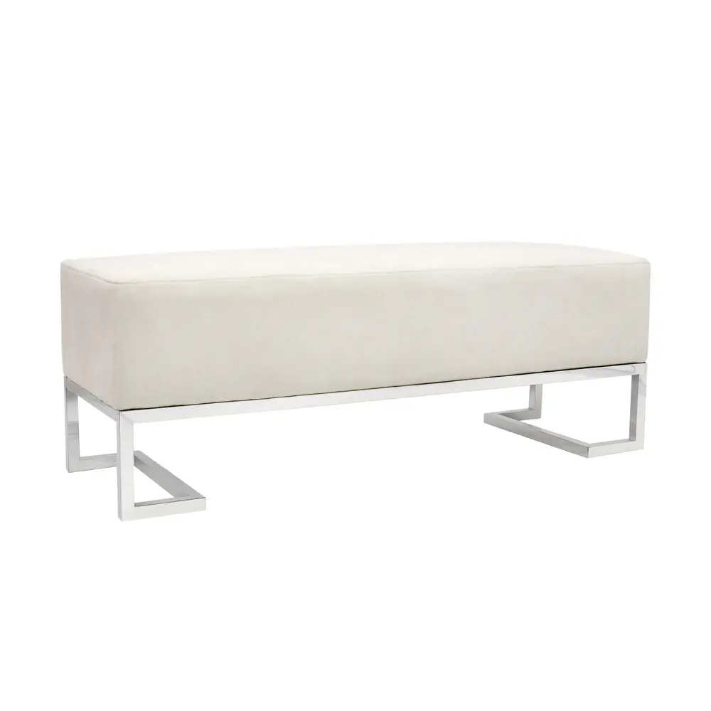 Pasargad Home Luxe Upholstered Bench, Ivory