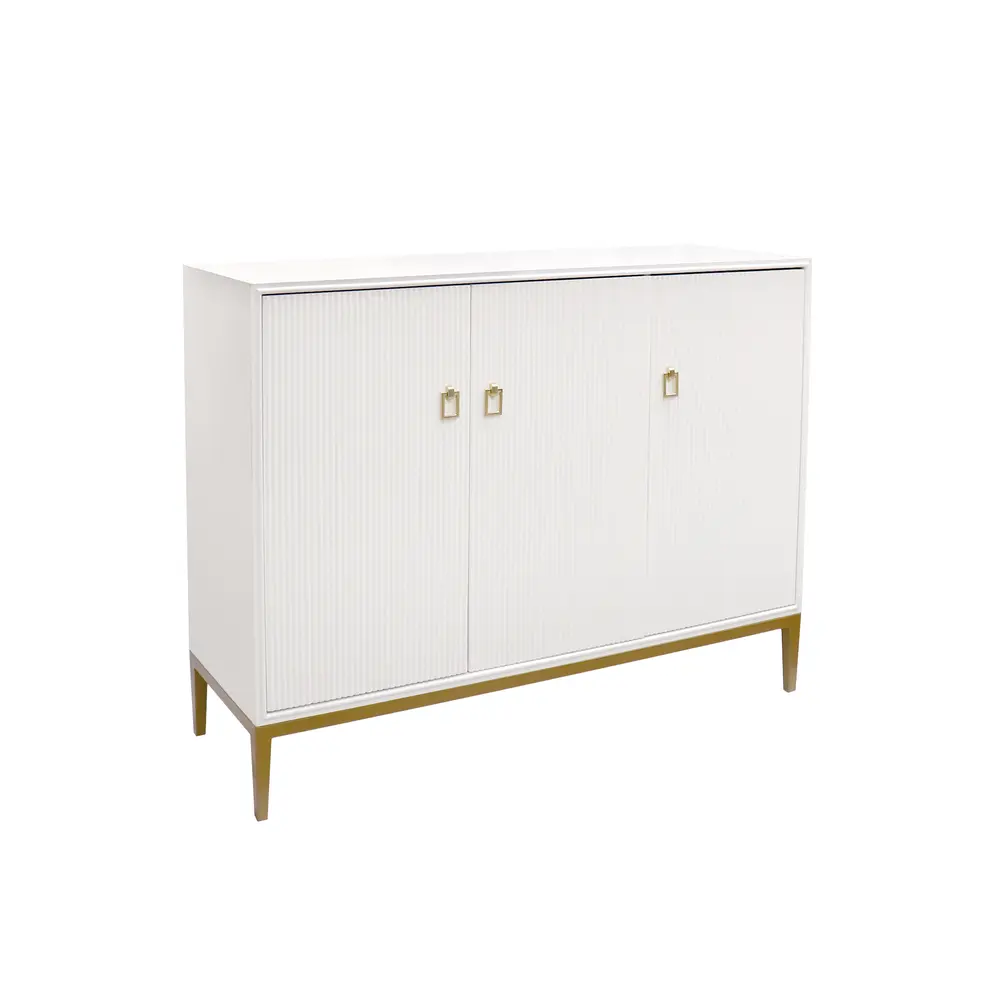 Pasargad Home Victoria Wooden Sideboard with Bronze Metal Frame, Ivory